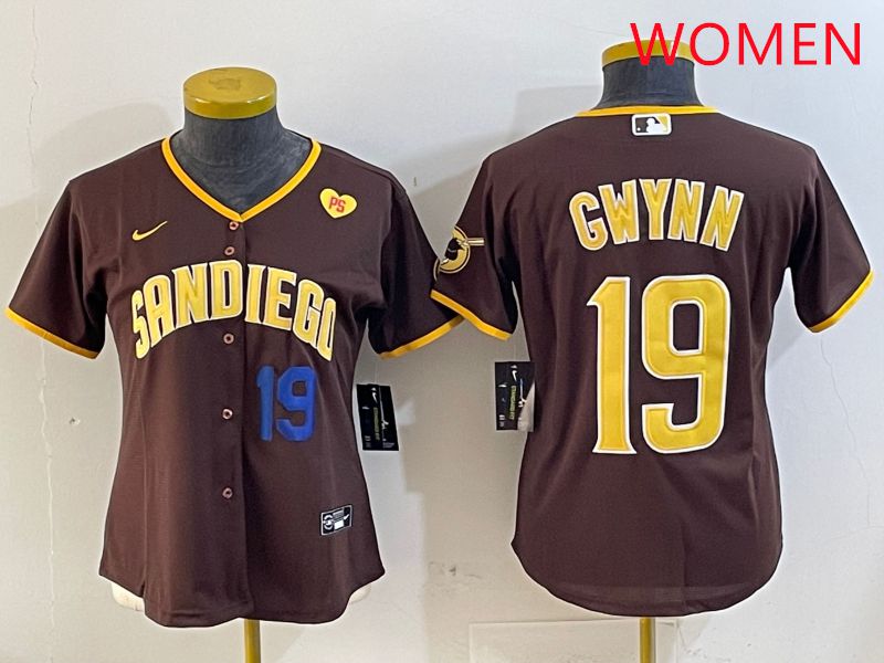Women San Diego Padres #19 Gwynn Brown Game 2025 Nike MLB Jersey style 3